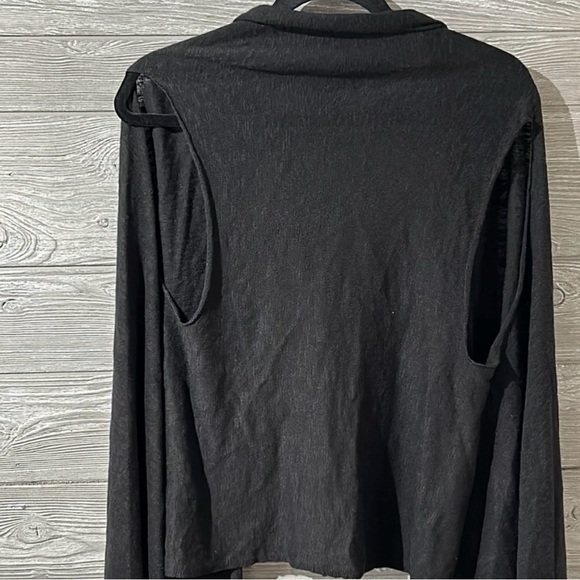 Eileen Fisher Black Draped Open-Front Cardigan - Picture 4 of 6